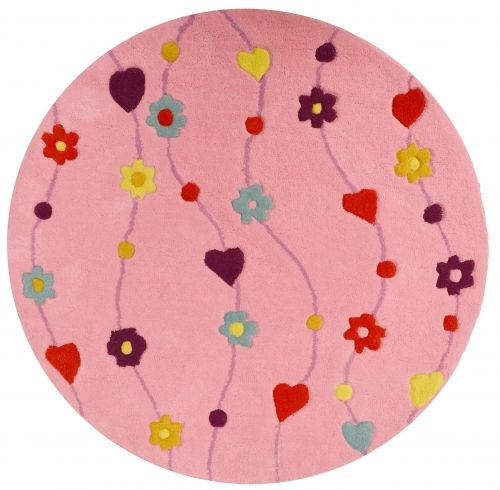Dětský koberec Kids Flowers pink round